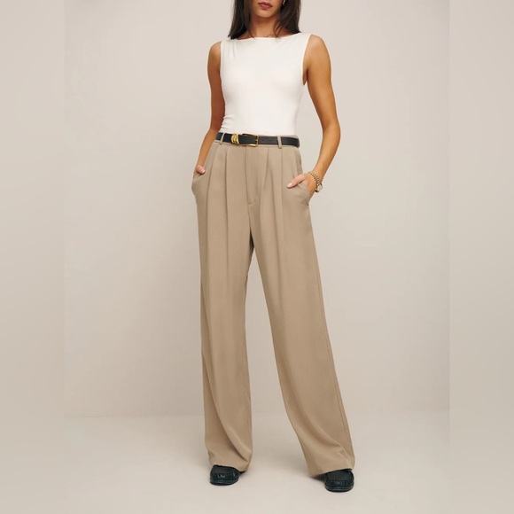 Reformation Mason High-Waist Wide-Leg Trousers | Size 4 | TENCEL™ | Made in USA - Picture 4 of 12
